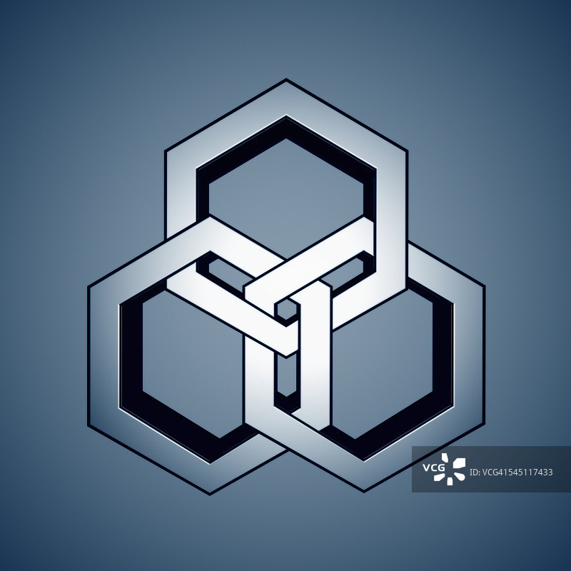 三个相连的六边形图片素材