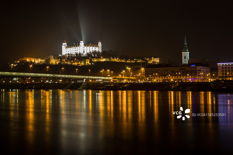 多瑙河上的布拉迪斯拉发倒影图片素材