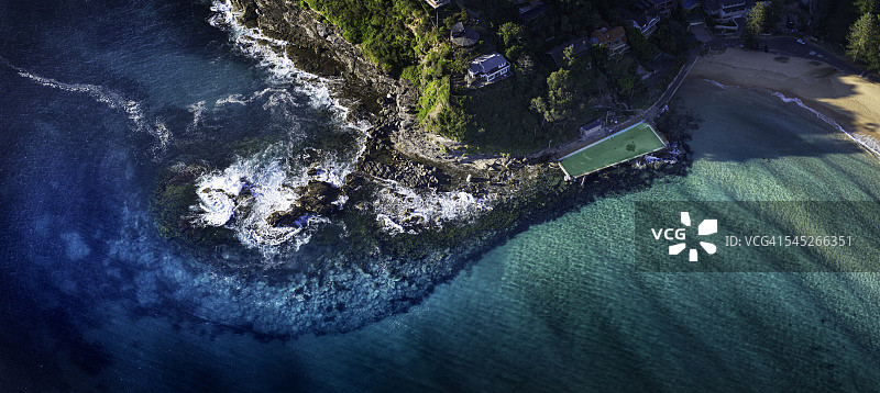 棕榈海滩岩石水池航拍图片素材