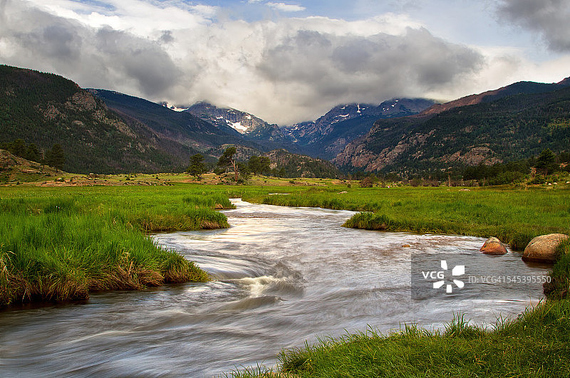科罗拉多州莫兰公园：大汤普森河穿流而过图片素材