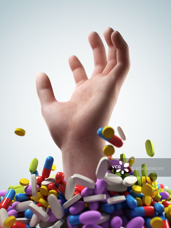 手、药丸和药片插图图片素材