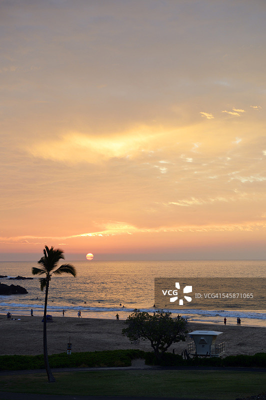美国夏威夷大岛科哈拉海岸哈普纳海滩日落图片素材