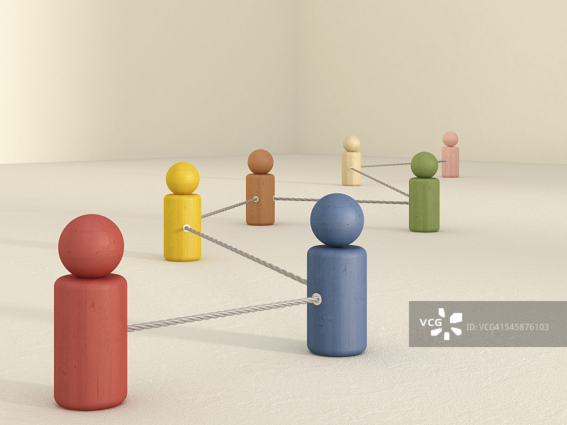 绳子捆绑的游戏棋子3D渲染图片素材