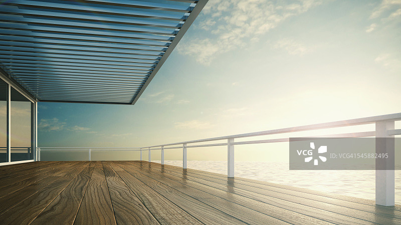 海边豪华住宅的有顶露台图片素材