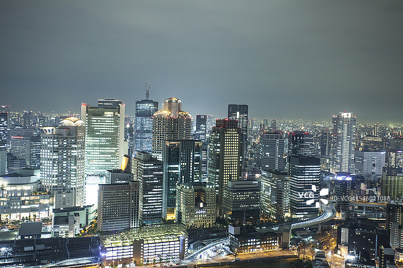 日本大阪空中大厦夜景全景图片素材