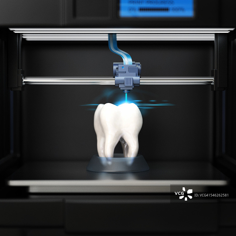 3D打印机正在创建一个牙齿图片素材