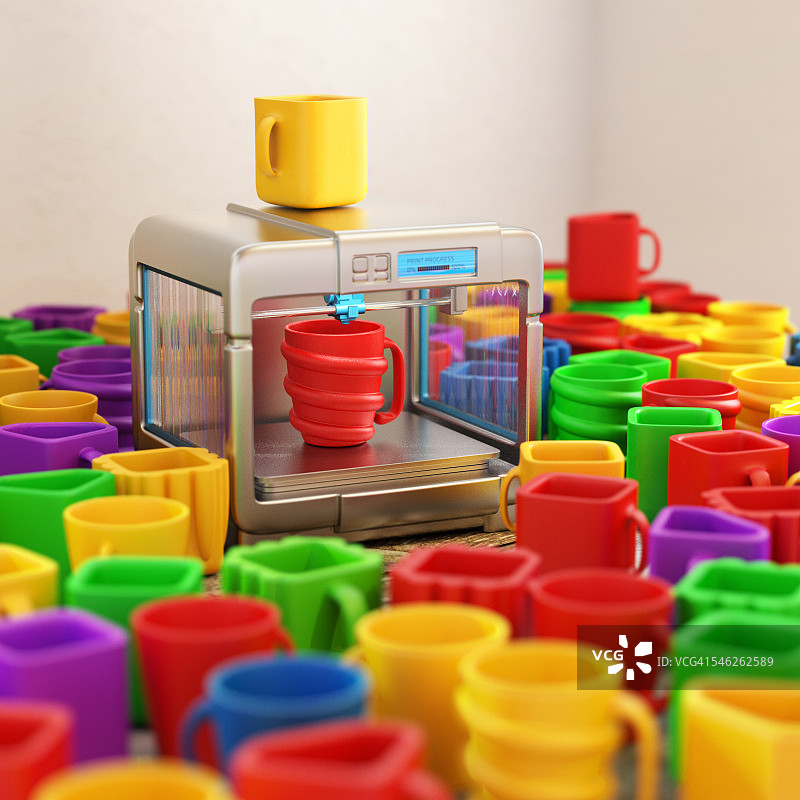 带杯子的3D打印机图片素材