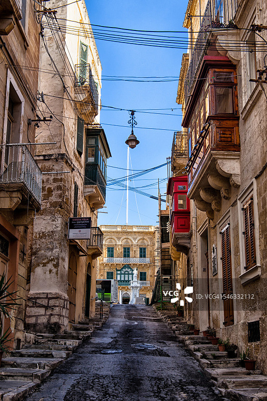 瓦莱塔的狭窄街道图片素材
