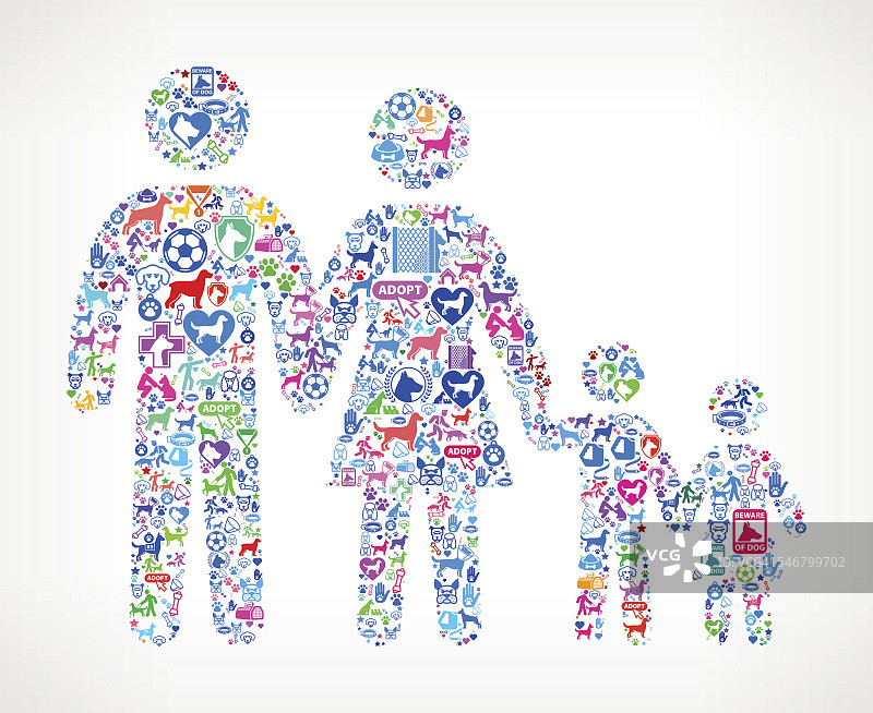 家庭犬类宠物彩色图标图案图片素材