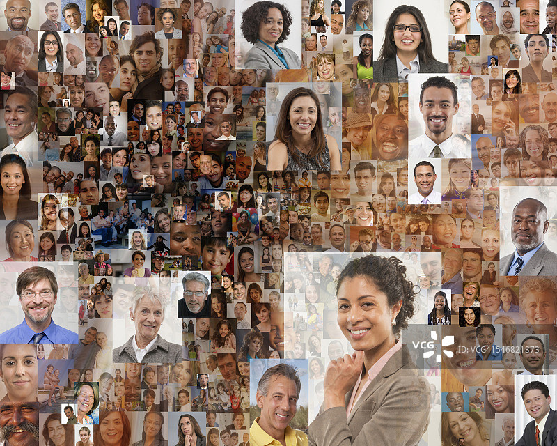 商业人士的面部拼贴画图片素材