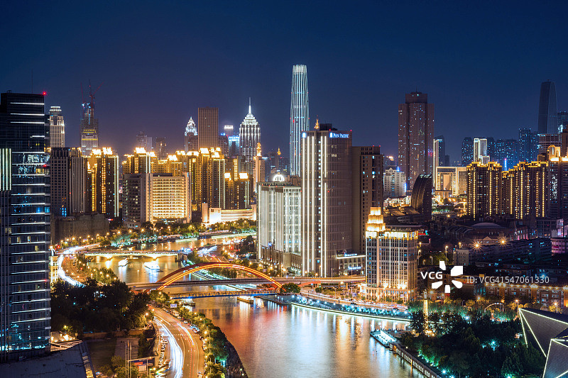 天津城市夜景图片素材