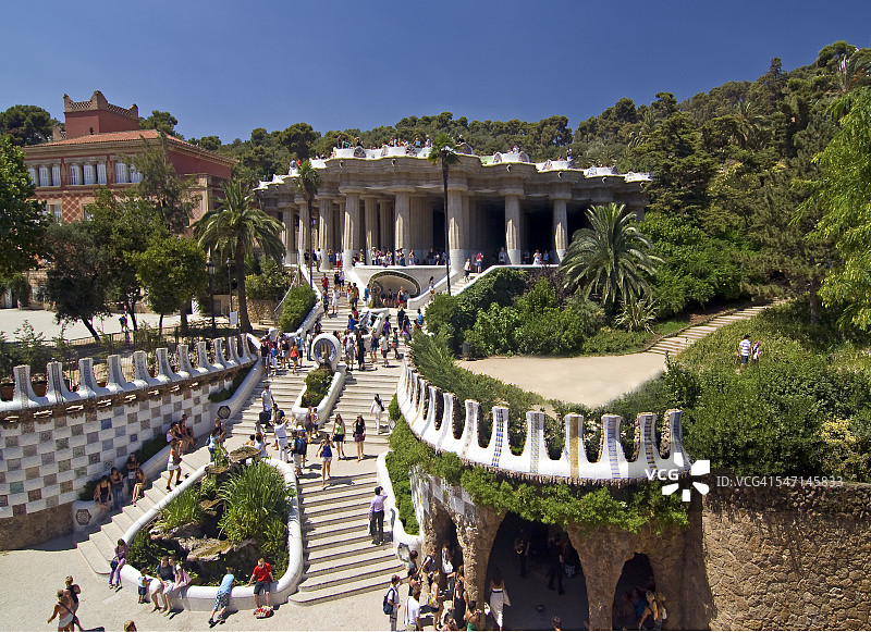 安东尼·高迪设计的西班牙巴塞罗那奎尔公园图片素材