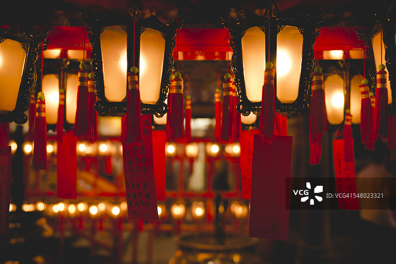 香港上环文武庙的灯笼图片素材