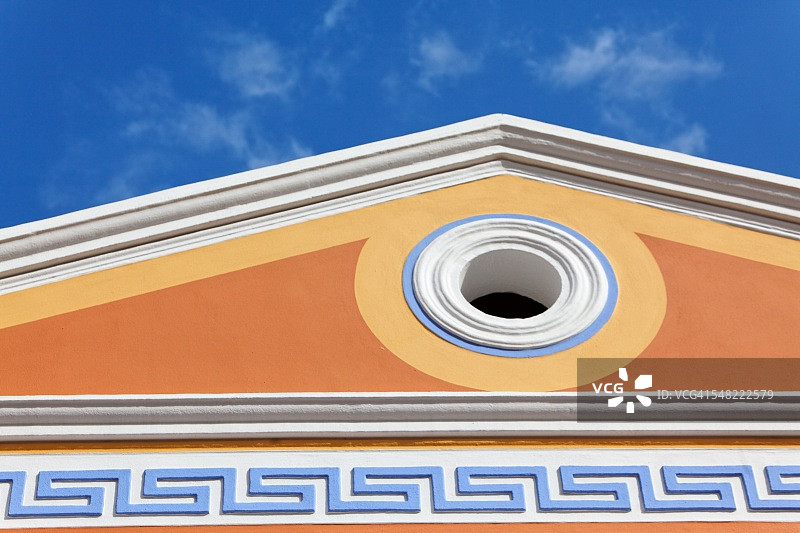 锡米岛亚罗斯房屋外墙上的希腊回纹图片素材