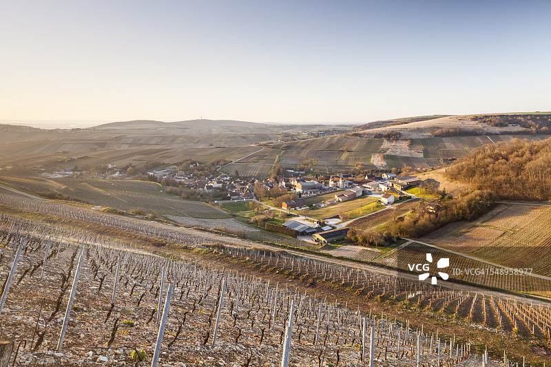 环绕沙维尼奥尔村庄的葡萄园图片素材