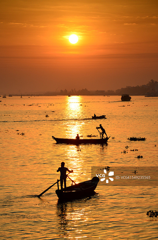 湄公河三角洲的船只，朱笃图片素材