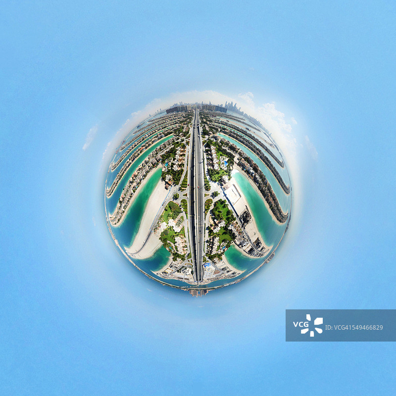 朱美拉棕榈岛360度航拍景观图片素材