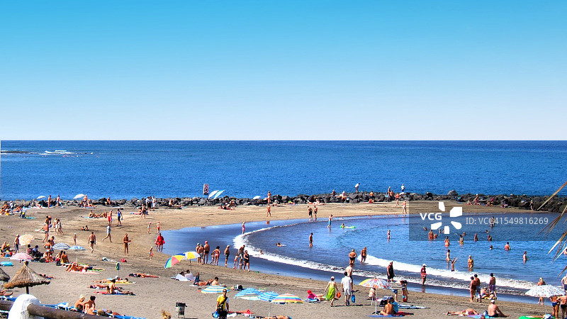 西班牙特内里费岛美洲海滩风光图片素材