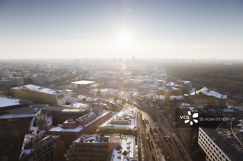 冬日柏林西侧日落景色图片素材