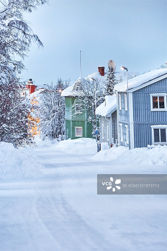 基律纳雪景街景图片素材