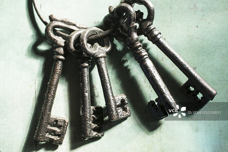 老式骷髅钥匙图片素材