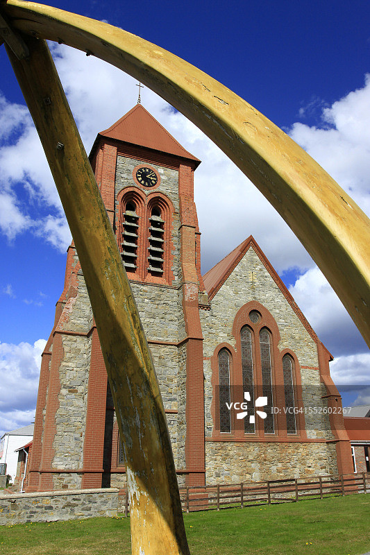 福克兰群岛斯坦利大教堂和鲸骨拱门图片素材