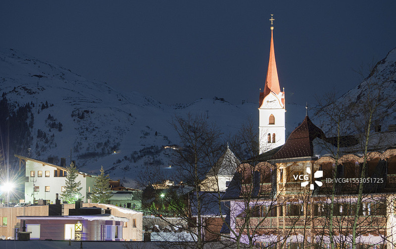 夜晚的奥地利蒂罗尔州加尔特图片素材