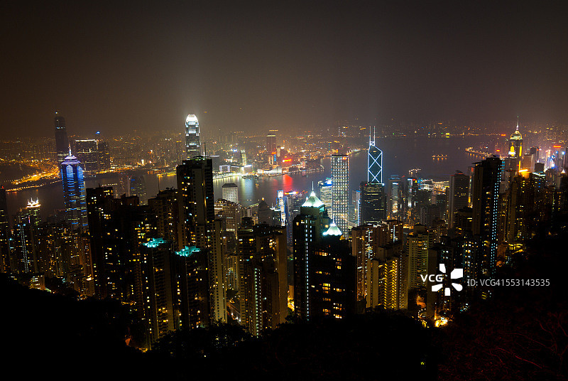 从太平山顶看到的香港夜景图片素材