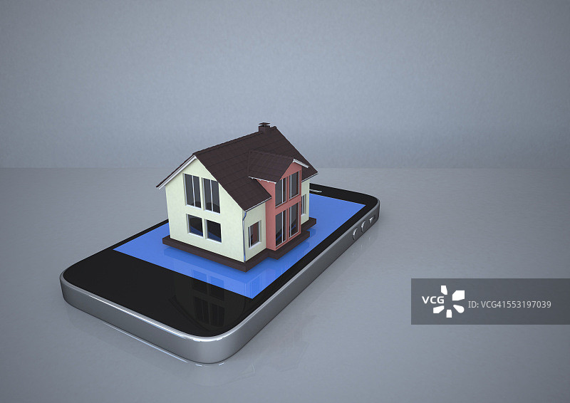 带智能手机的房屋3D渲染图片素材
