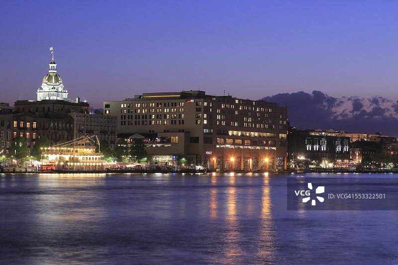 萨凡纳天际线夜景图片素材