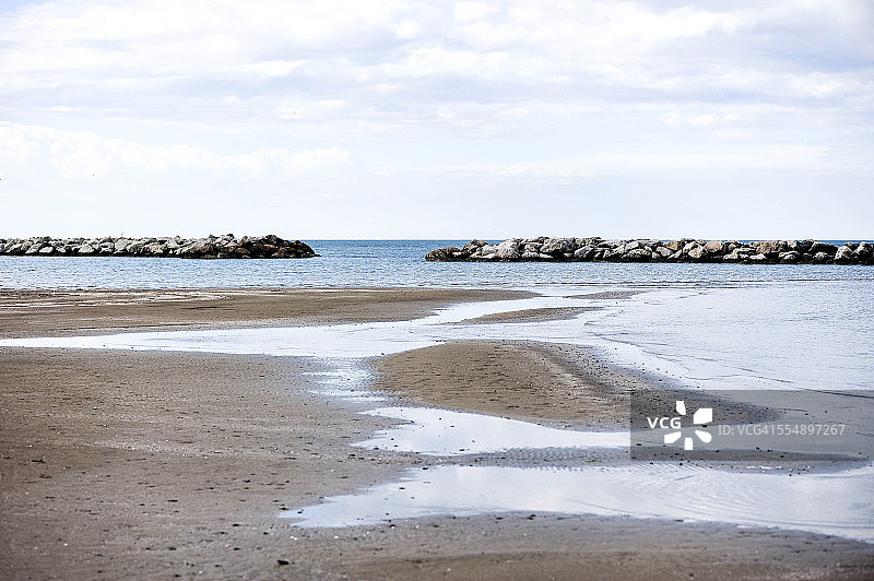 意大利里米尼的空旷海滩图片素材