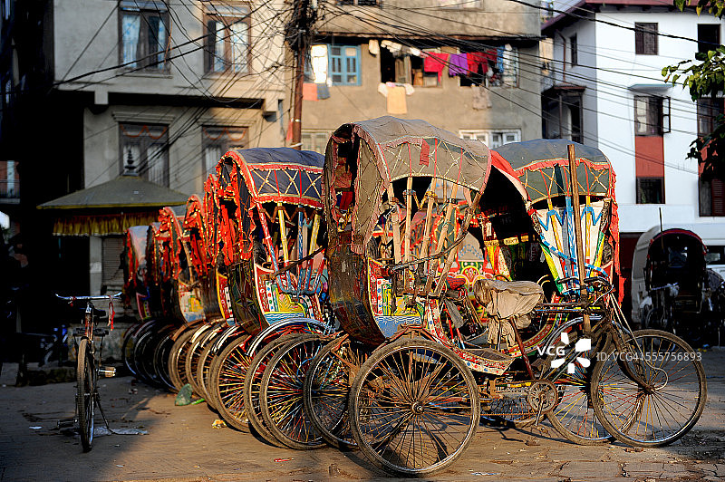尼泊尔人力车图片素材