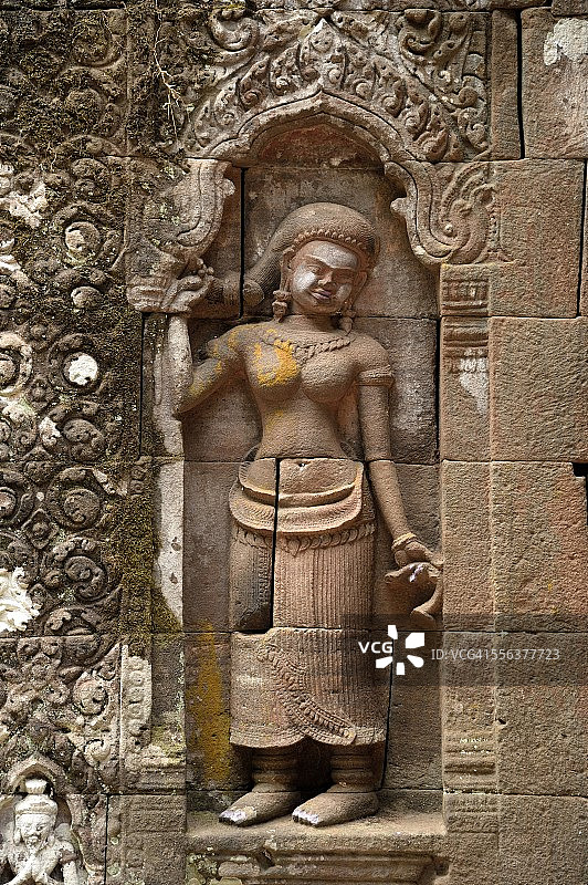 老挝占巴塞瓦普寺的岩石雕刻图片素材