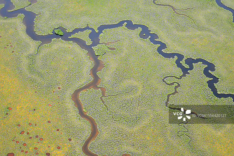 墨西哥金塔纳罗奥州西安卡安自然保护区红树林水道航拍视角图片素材