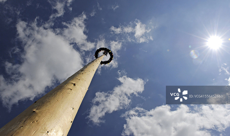 德国巴伐利亚格雷茨里德的五月柱图片素材