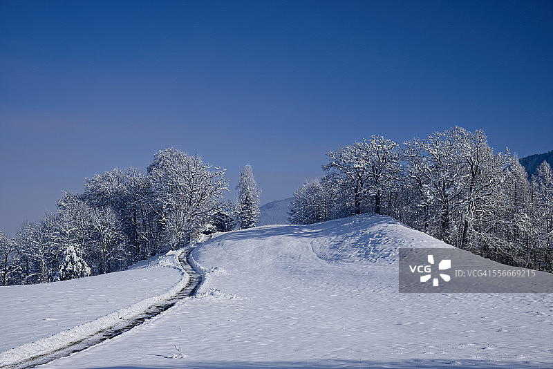 德国科赫尔湖雪景冬日风光图片素材