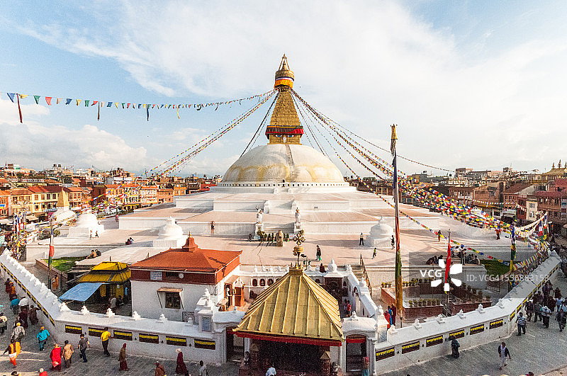 加德满都谷地博德纳特佛塔全景图片素材