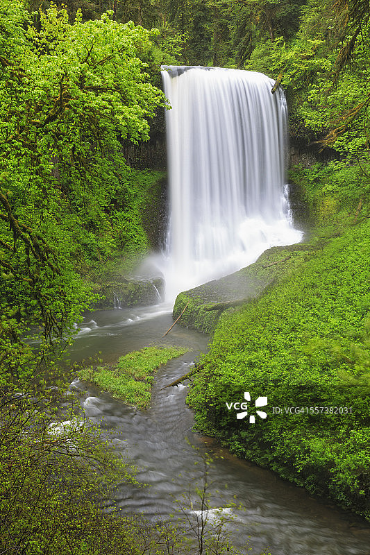美国俄勒冈州银瀑州立公园，中北瀑布图片素材