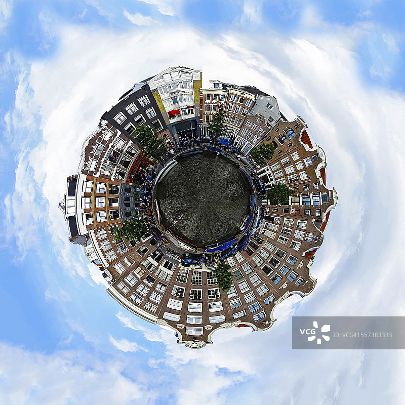 荷兰阿姆斯特丹：王子运河沿岸的房屋图片素材