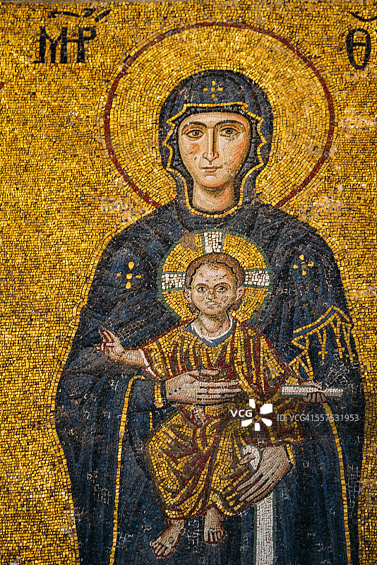 马赛克——圣母与子图片素材