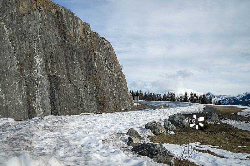 华盛顿州504号公路雪后景象图片素材