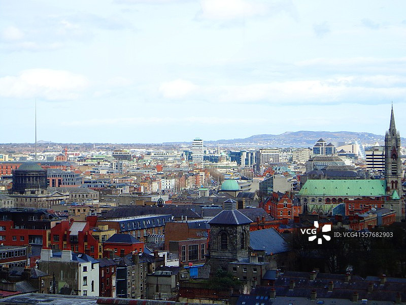 都柏林天际线，尖塔，四法院，爱尔兰图片素材