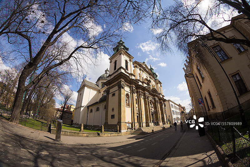 克拉科夫老城区的圣安妮教堂图片素材