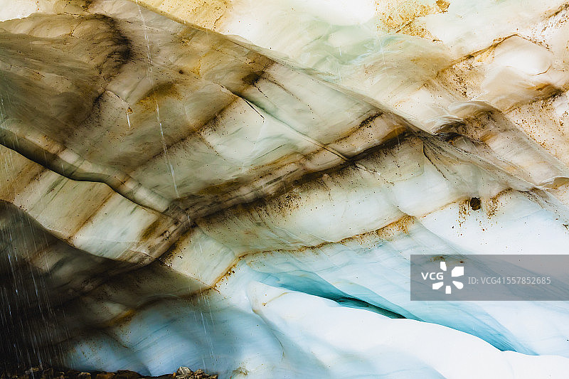 贾斯珀国家公园冰川下冰穴中的砾石纹理图片素材