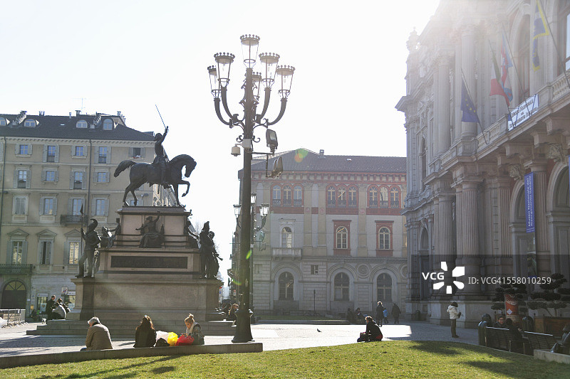 意大利皮埃蒙特都灵卡洛·阿尔贝托广场图片素材