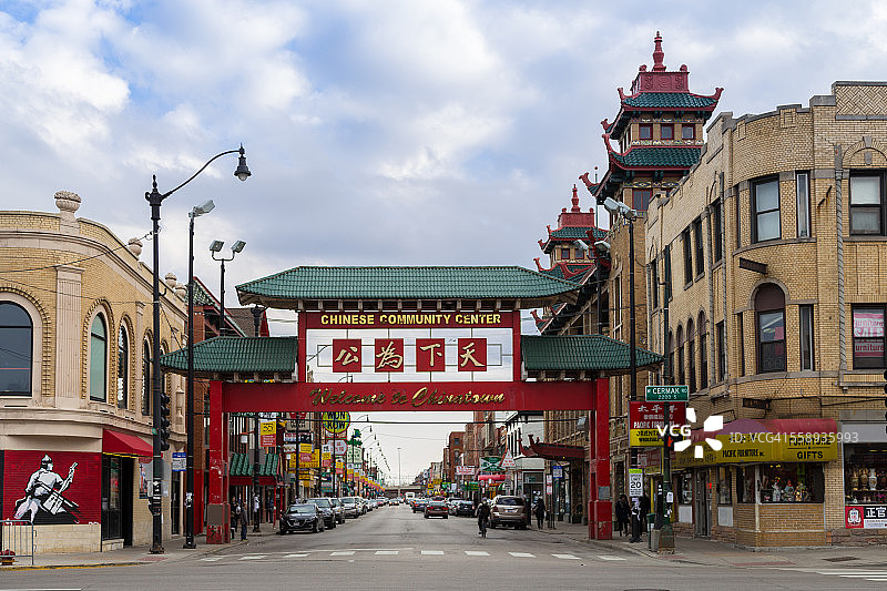 芝加哥唐人街牌坊图片素材