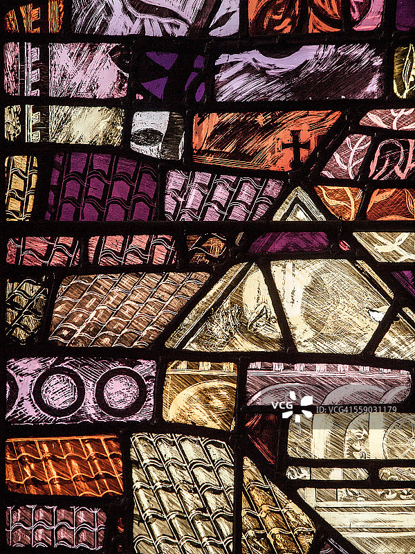 曼彻斯特大教堂的彩色玻璃窗图片素材