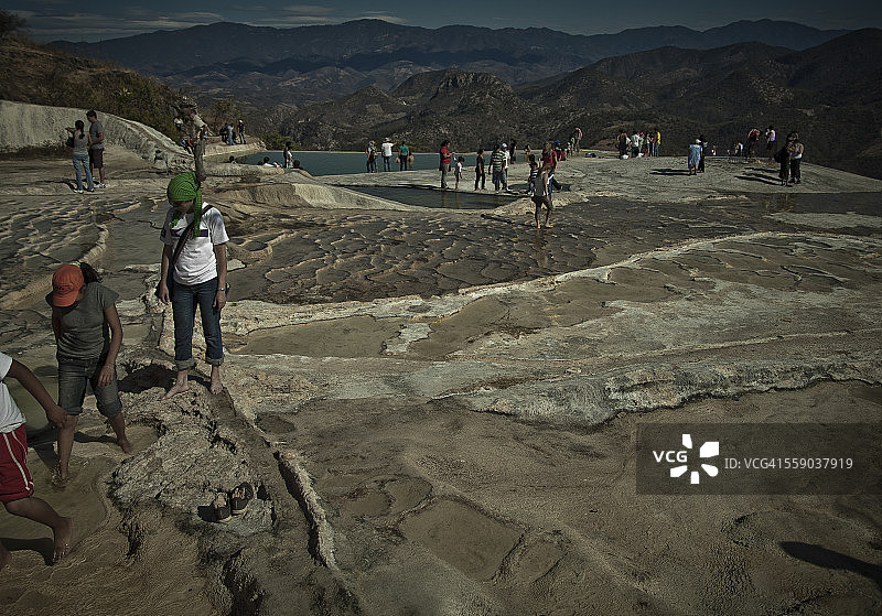瓦哈卡州的石化瀑布图片素材