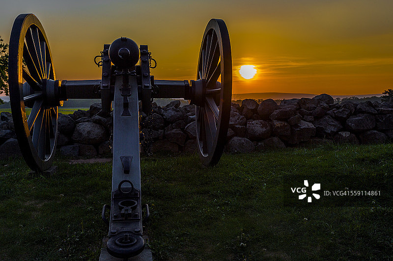 盖茨堡战场“角度”的日落佳能图片素材