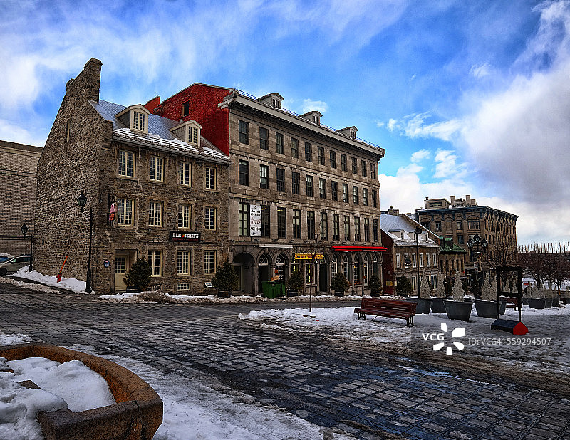 加拿大蒙特利尔老城的冬天图片素材